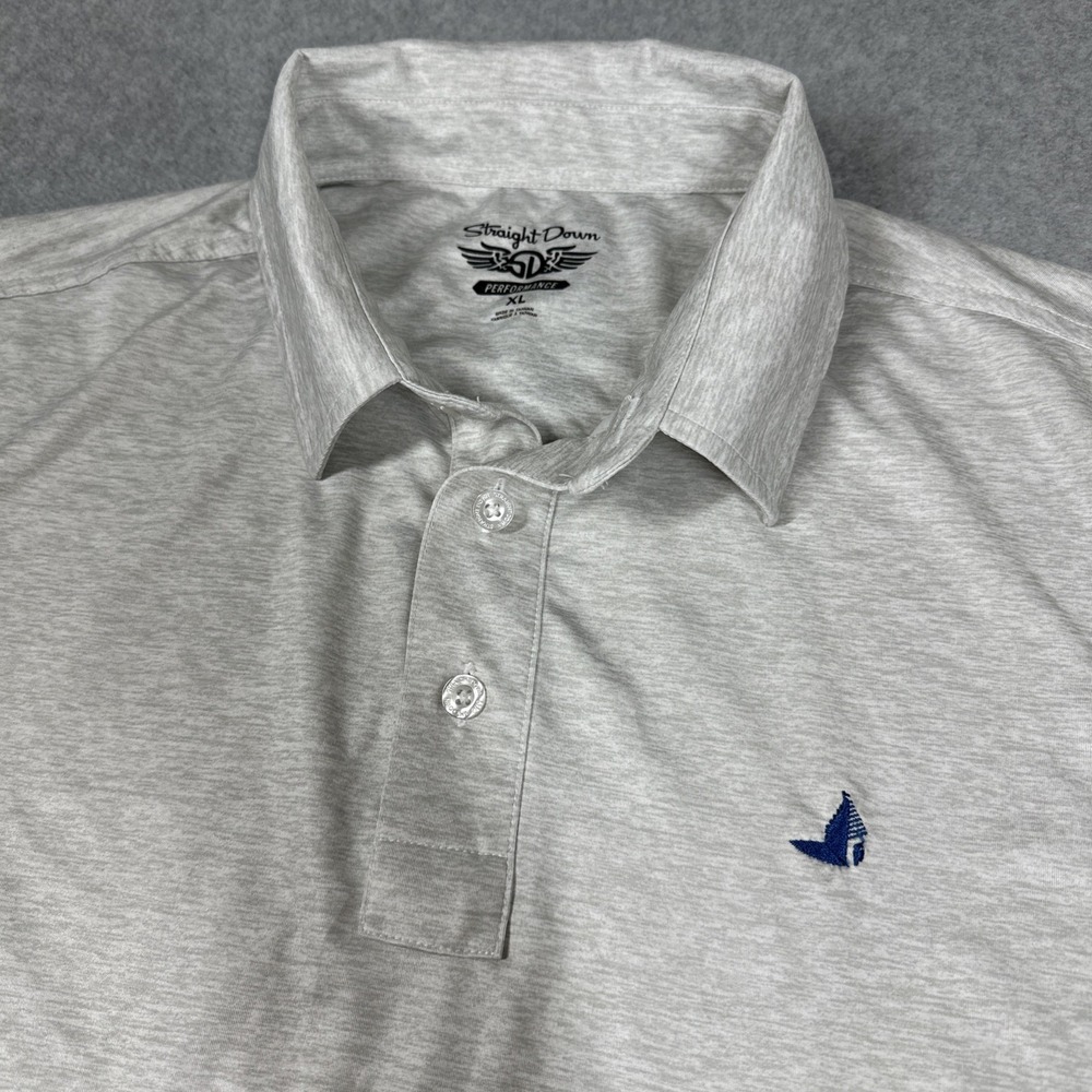 Straight Down Performance Shirt Mens XL Golf Polo Light Gray Stretch - Picture 2 of 10